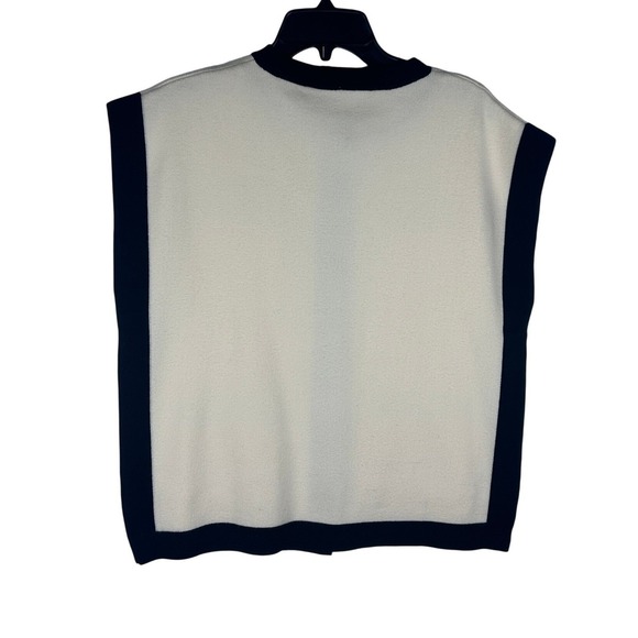 Elie Tahari Black Cream Colorblock Knit Sleeveless Vest Top Size Large NEW - Picture 2 of 11